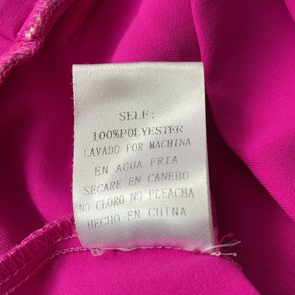 TCEC Fuchsia Pink Paper Bag Shorts Small High Waist Pockets Front Tie Flowy Bow - Picture 11 of 11